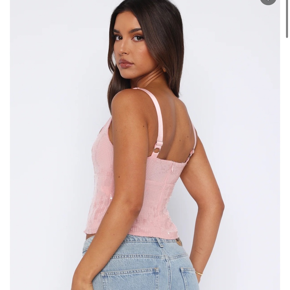 White Fox Sequin Bustier Pink